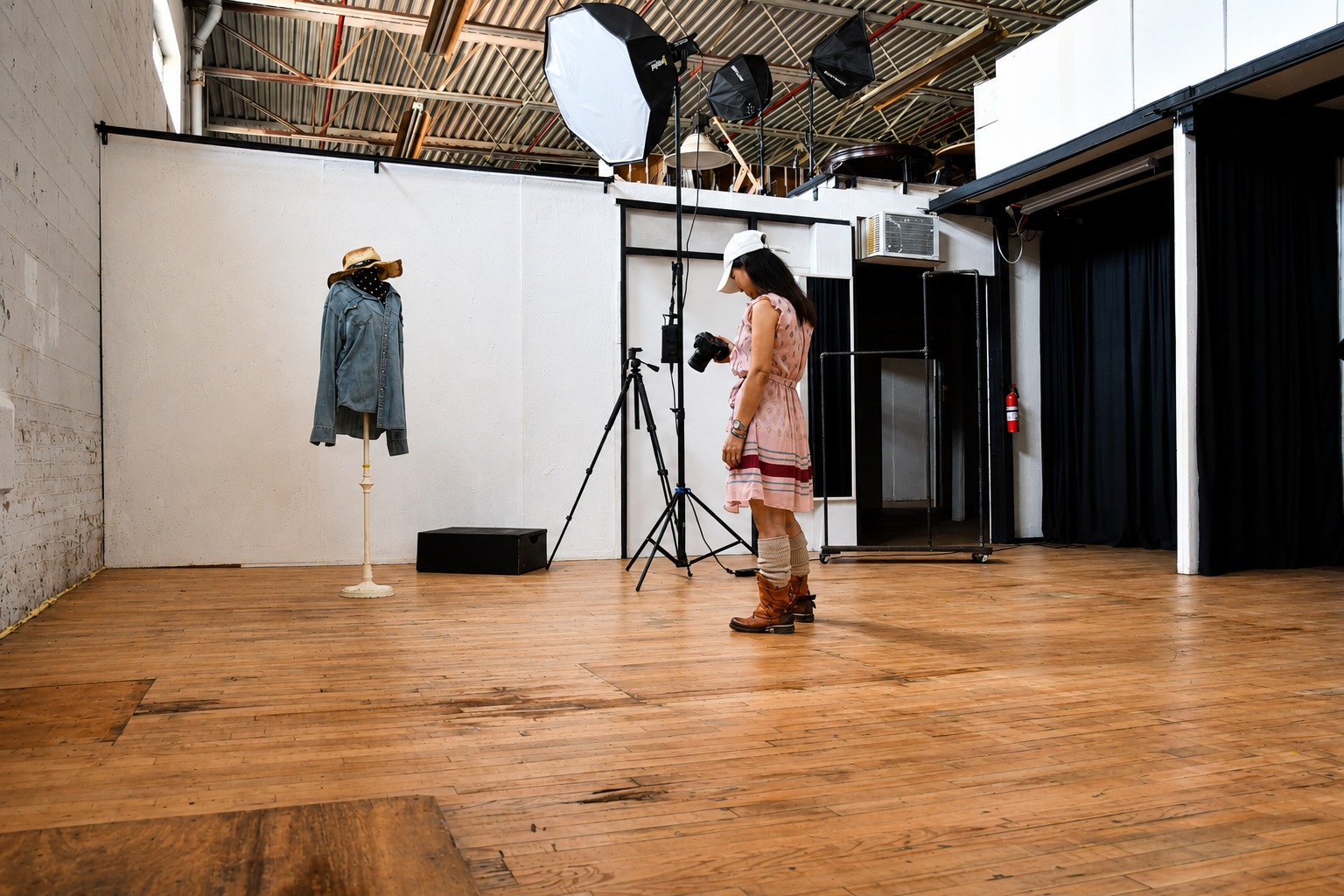 Creator working with a camera inside the Creator Stage